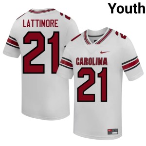 #21 Marcus Lattimore Fighting Gamecocks College Football Youth Alumni White Jerseys 418562-241