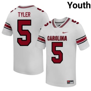 #5 College Football White Mike Tyler Stitched Youth Gamecocks Jerseys 634384-131