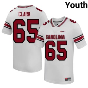 #65 Limited Noah Clark Fighting Gamecocks Youth College Football White Jersey 605222-917