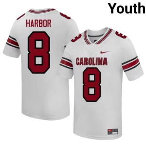 #8 Youth Nyck Harbor South Carolina College Football Official White Jerseys 715459-609