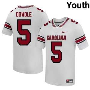 #5 White Rico Dowdle Game Cocks Embroidery Youth College Football Jersey 303742-527