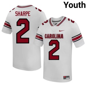 #2 Embroidery Youth Game Cocks White College Football Sterling Sharpe Jerseys 445151-606