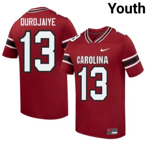 #13 Garnet Embroidery Youth College Football Tomiwa Durojaiye Fighting Gamecocks Jersey 572217-853