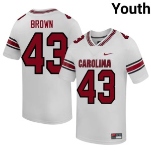 #43 Tony Brown Fighting Gamecocks Youth Game White College Football Jersey 299541-705