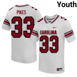 #33 Youth Troy Pikes College Football Fighting Gamecocks Embroidery White Jerseys 804603-395