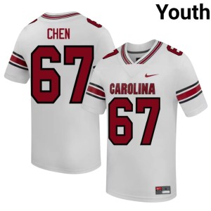 #67 College Football White Carolina Youth Official Vincent Chen Jerseys 251423-598