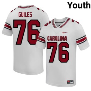#76 Stitched White College Football Youth Zyon Guiles University of South Carolina Jerseys 502330-638