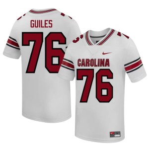 #76 College Football Zyon Guiles White University of South Carolina Men Alumni Jersey 882263-948